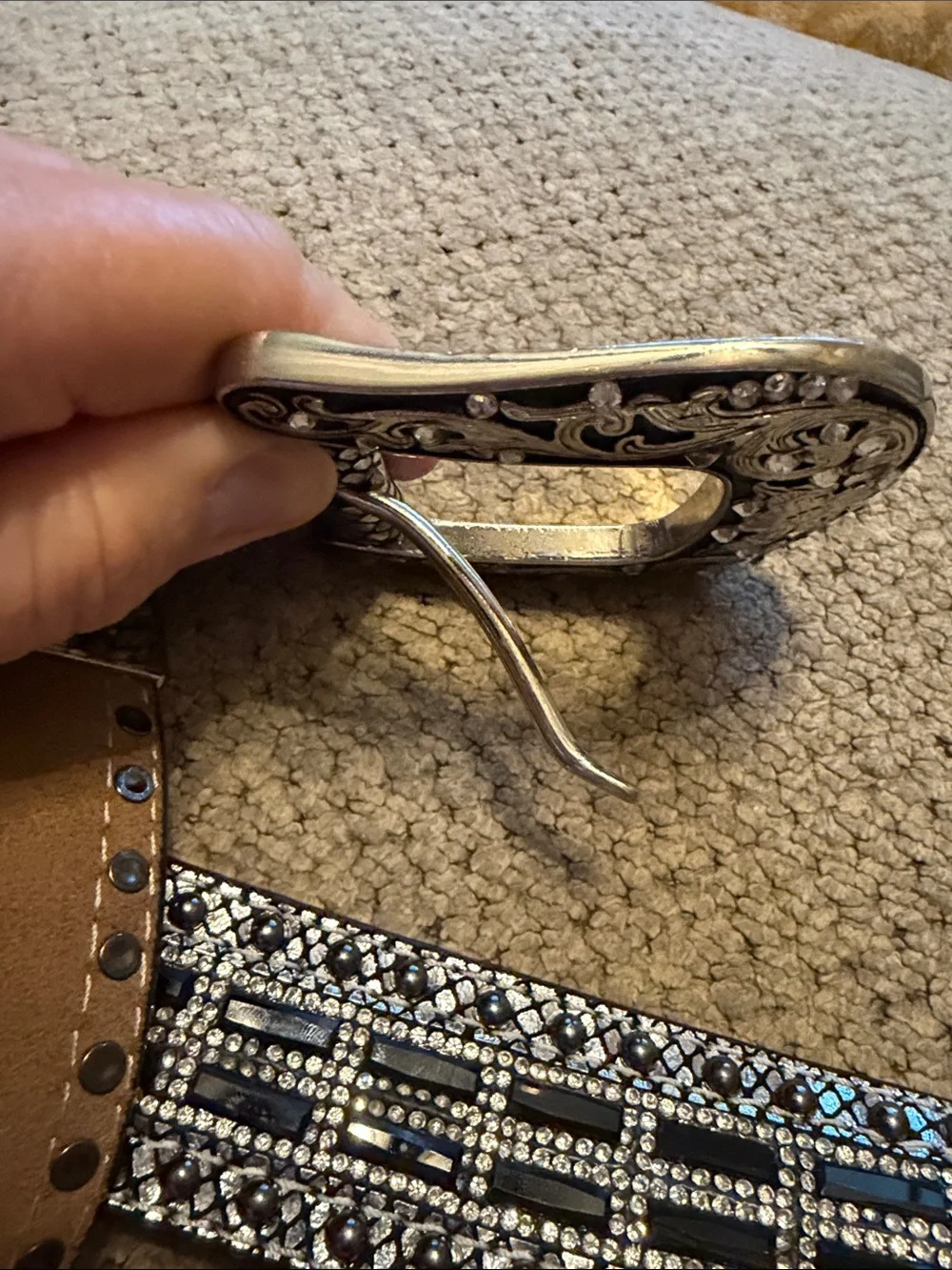 Nocona Ladies Studded Lizard Western Belt N320004601 XL 100% Genuine Leather